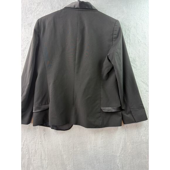 Chic MNG by Mango Satin Lapel Tuxedo Blazer – Black – Size 10 - Picture 2 of 6